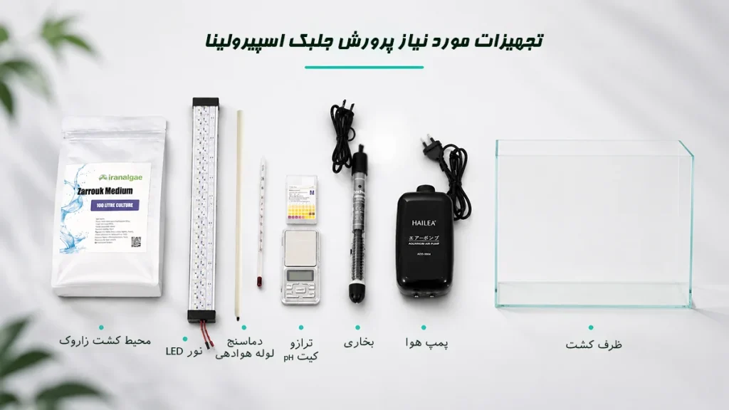 لوازم مورد نیاز کشت جلبک اسپیرولینا